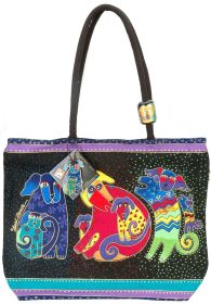 Laurel Burch Shoulder Tote Zipper Top 18X5X15-Dogs & Doggies (Pack OF 1)