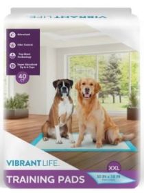 Vibrant Life Training Pads, Dog & Puppy Pads, XXL, 30 in x 36 in, 40 Count