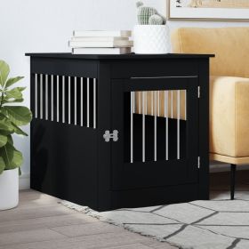 Dog Crate Furniture Black 25.4"x31.5"x28" Engineered Wood