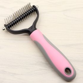 Pet Long-haired Dog knot Comb Double-sided Blade Dog (Option: Pink-L)