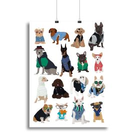 Cool Dog Print Canvas Print or Poster (Type: Poster Print, size: 24" x 16" / 60cm x 40cm approx)