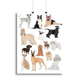 Dogs in glasses Print Canvas Print or Poster (Type: Poster Print, size: 40" x 26" / 100cm x 65cm approx)